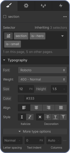 Snapshot of a user interface element from the Webflow website development platform